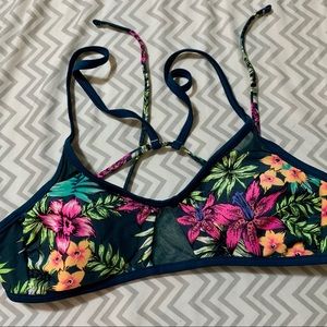 Floral bikini top with sheer detail